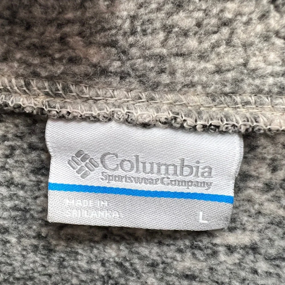Columbia Womens Grey Marl Cowl Neck Button‎ Fleece Sweater Pullover Hood Large L